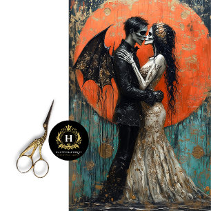 Gothic Wedding Skeleton Mermaid Skull Decoupage  Tissue Paper