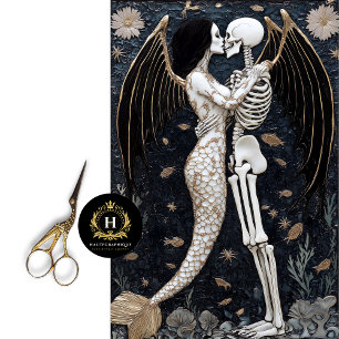 Gothic Wedding Skeleton Mermaid Skull Decoupage  Tissue Paper