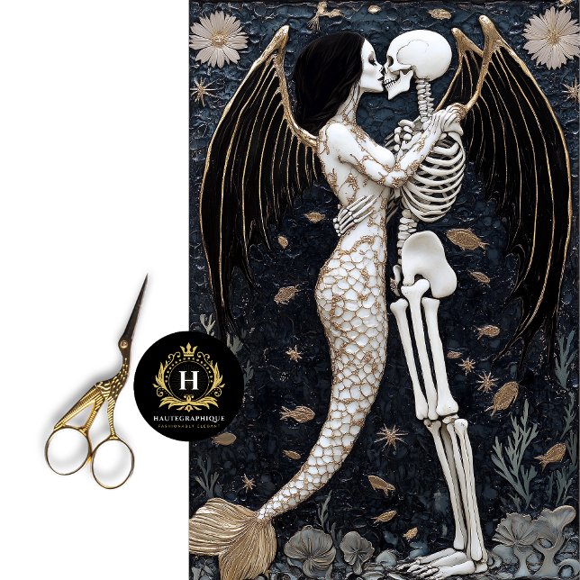 Gothic Wedding Skeleton Mermaid Skull Decoupage  Tissue Paper (Creator Uploaded)