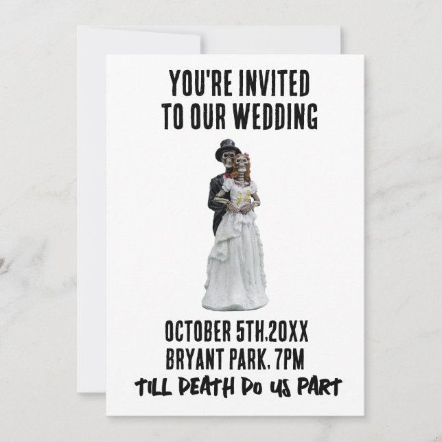 GOTHIC WEDDING SKELETONS CUSTOM INVITATIONS (Front)