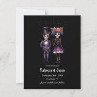 Gothic wedding skeletons save the date