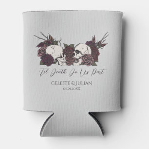 Gothic Wedding Skulls & Roses Grey  Can Cooler
