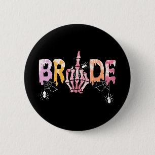 Gothic Wedding Spooky Halloween Skeleton Bride Jus 6 Cm Round Badge