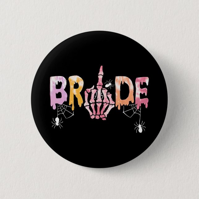 Gothic Wedding Spooky Halloween Skeleton Bride Jus 6 Cm Round Badge (Front)