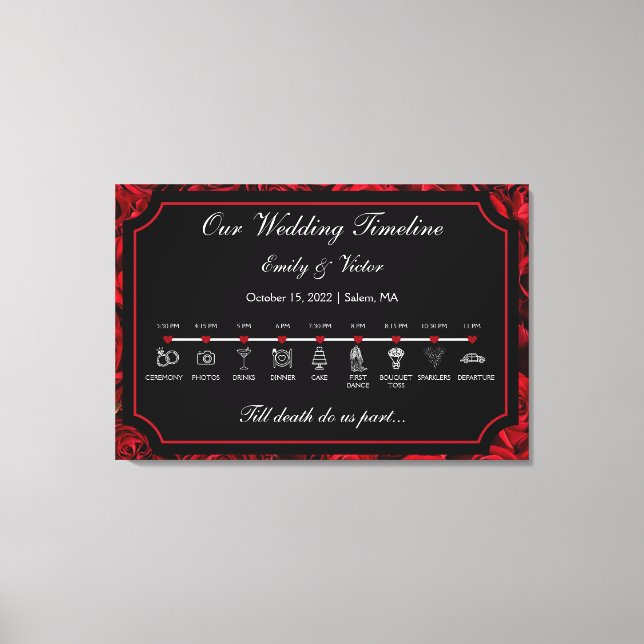 Gothic Wedding Timeline Sign (Front)