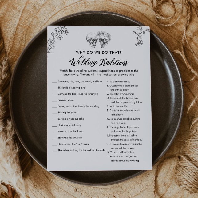 Gothic Wedding Traditions Bridal Shower Game Card (Creator Uploaded)