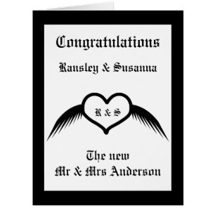 Gothic Wedding Winged Heart Custom Monogrammed