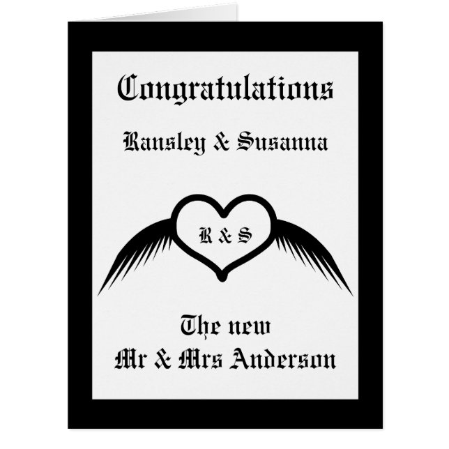 Gothic Wedding Winged Heart Custom Monogrammed (Front)