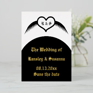 Gothic Wedding Winged Heart Custom Monogrammed