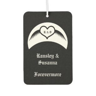 Gothic Wedding Winged Heart Custom Monogrammed Car Air Freshener