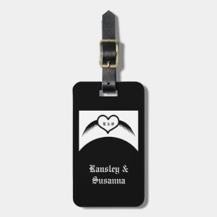 Gothic Wedding Winged Heart Custom Monogrammed Luggage Tag
