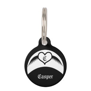 Gothic Wedding Winged Heart Custom Monogrammed Pet Tag