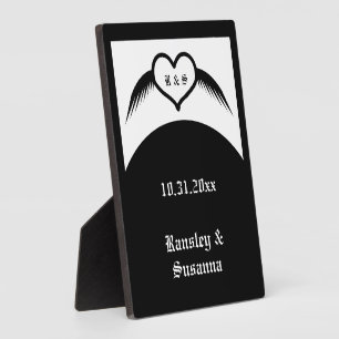 Gothic Wedding Winged Heart Custom Monogrammed Plaque
