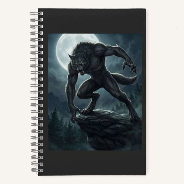 Gothic Werewolf Full Moon Dark Fantasy Art Notebook (Front)