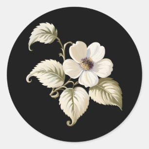 Gothic Whimsy Vintage Botanical Classic Round Sticker