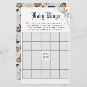 Gothic White Baby Bingo Baby Shower Game