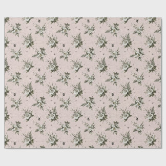 Gothic White Floral Spider Web Pattern Wrapping Paper