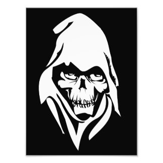 Gothic White Reaper face on black background Photo Print