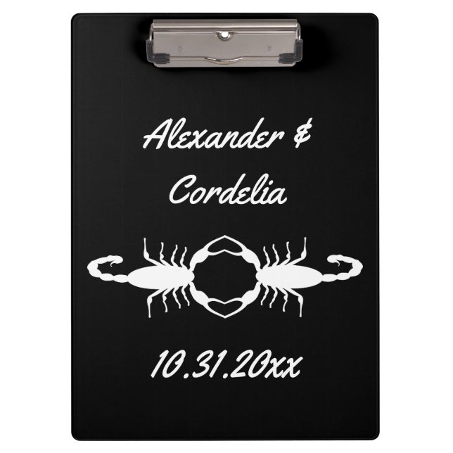 Gothic White Wedding Scorpions Custom Clipboard (Front)