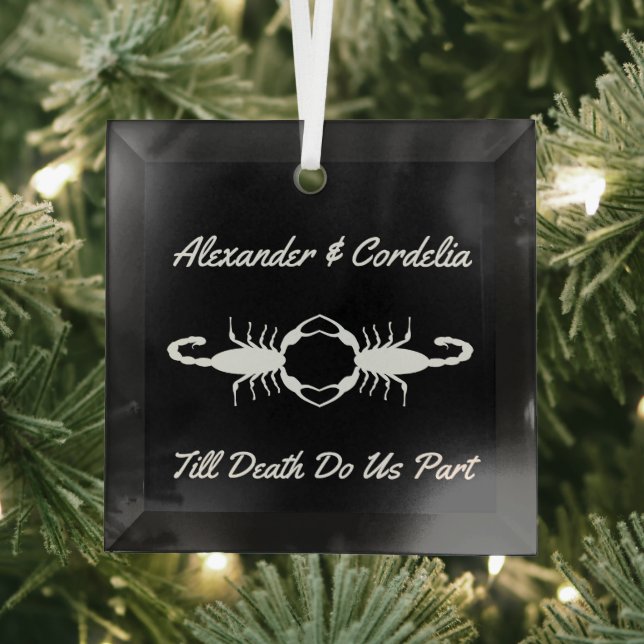 Gothic White Wedding Scorpions Custom Glass Tree Decoration (Insitu)
