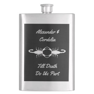 Gothic White Wedding Scorpions Custom Hip Flask