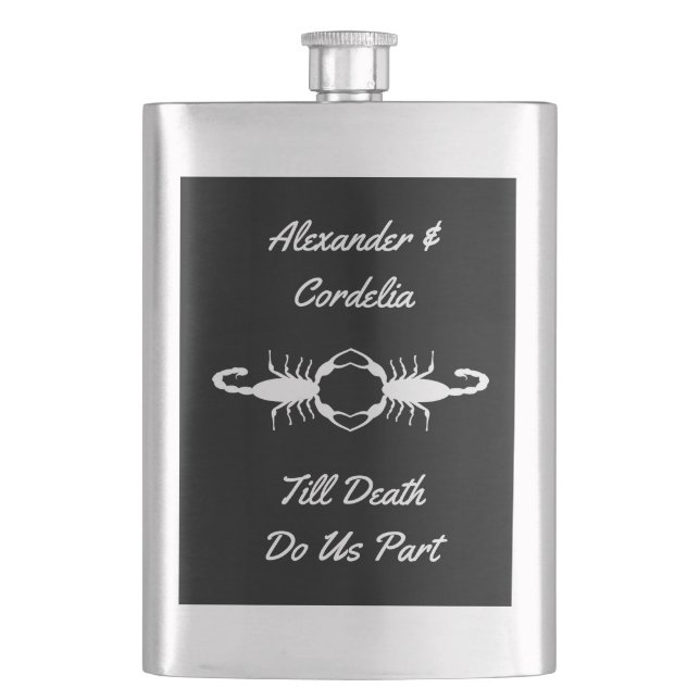 Gothic White Wedding Scorpions Custom Hip Flask (Front)