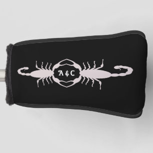 Gothic White Wedding Scorpions Custom Monogrammed Golf Head Cover