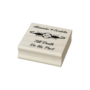Gothic White Wedding Scorpions Custom Monogrammed Rubber Stamp