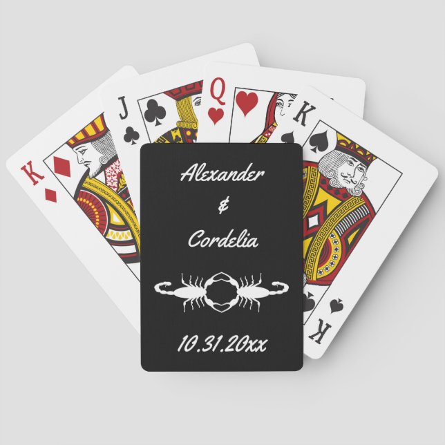 Gothic White Wedding Scorpions Custom Playing Cards (Back)