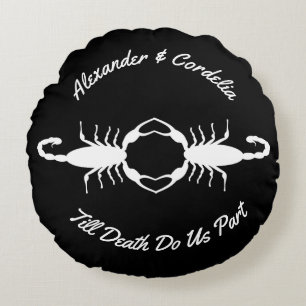 Gothic White Wedding Scorpions Custom Round Cushion