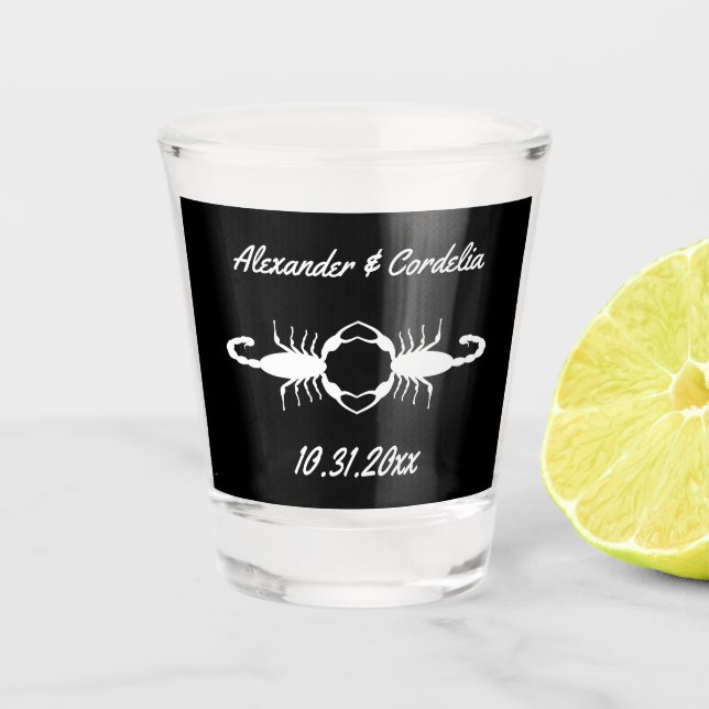 Gothic White Wedding Scorpions Custom Shot Glass (Front)