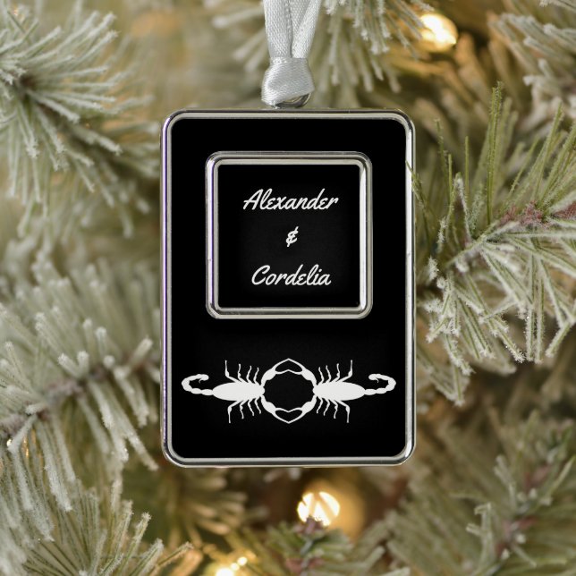 Gothic White Wedding Scorpions Custom Silver Plated Framed Ornament (Tree)