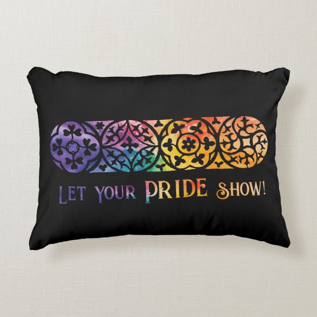 Gothic Window Rainbow Pride Decorative Cushion (Front)