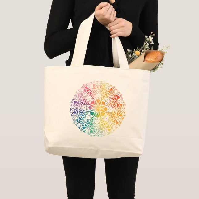 Gothic Window Rainbow Pride Large Tote Bag (Front (Product))