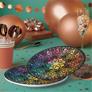 Gothic Window Rainbow Pride Paper Plate