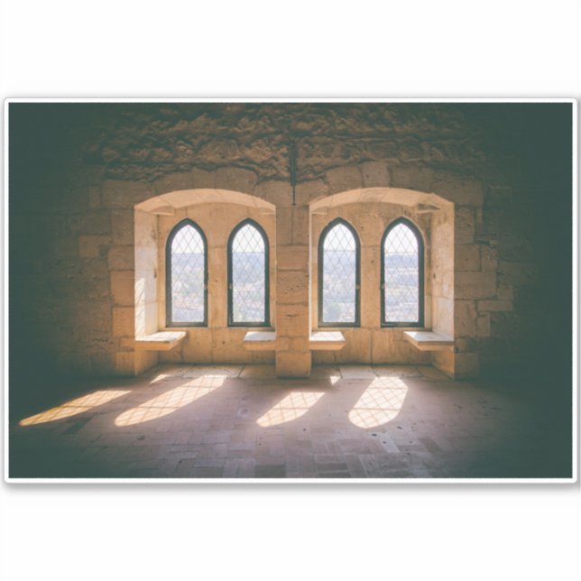 Gothic windows in Leiria Castle Palatial Residence (Front)