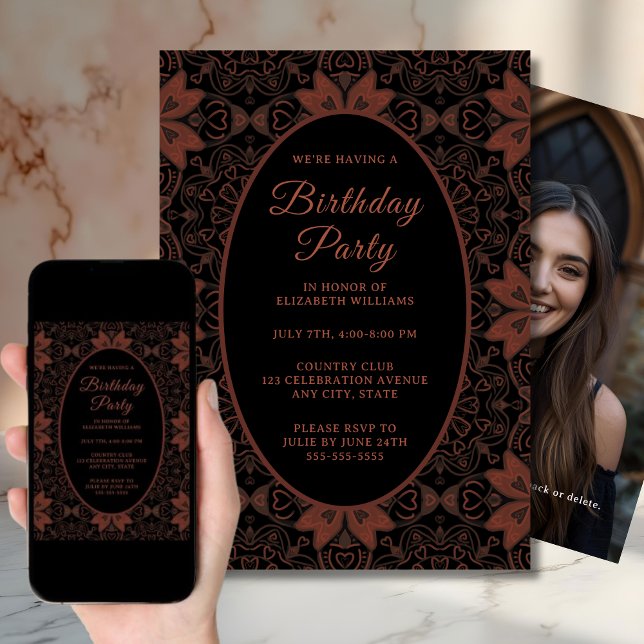 Gothic Wine Black Birthday Party Invitation Goth (Creator Uploaded)