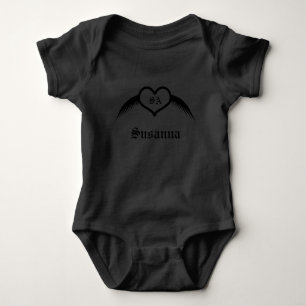Gothic Winged Heart Custom Monogrammed Baby Bodysuit