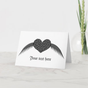 Gothic Winged Love Heart Custom Greeting Card