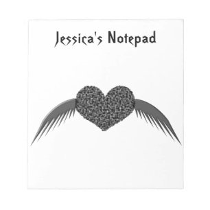 Gothic Winged Love Heart Customisable Notepad