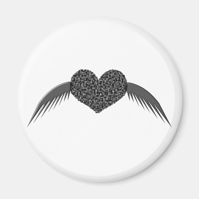 Gothic Winged Love Heart Magnet (Front)