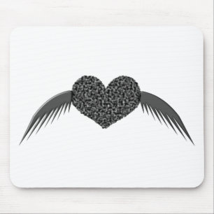 Gothic Winged Love Heart Mousepad