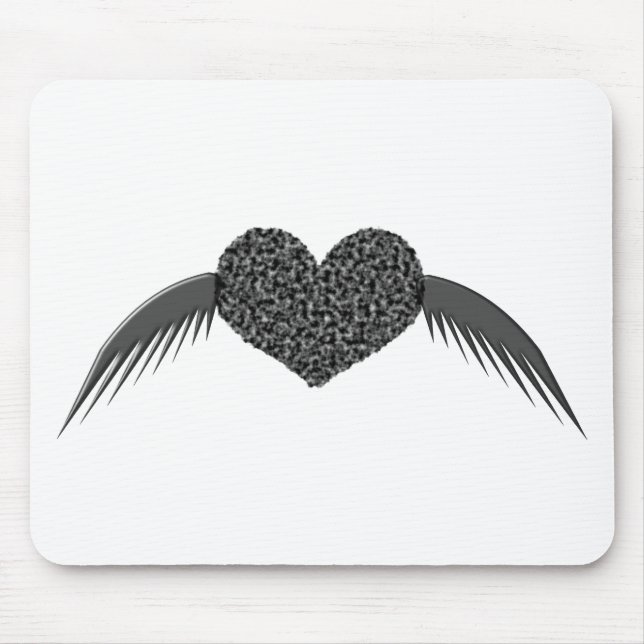 Gothic Winged Love Heart Mousepad (Front)