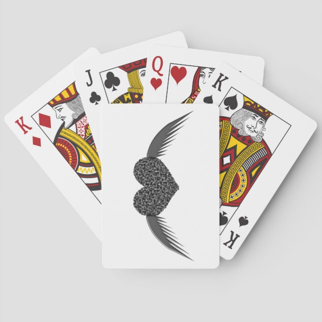 Gothic Winged Love Heart Playing Cards (Back)