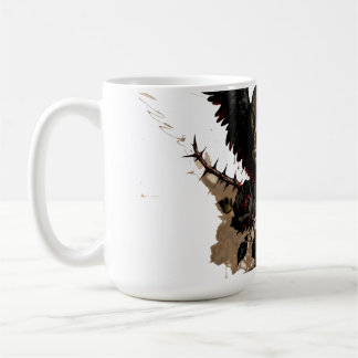 Gothic Winged Skull and Red Roses Coffee Mug