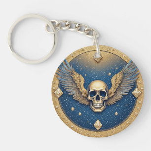 ☠️ Gothic Winged Skull Symbol For Motorcycle Fans  Key Ring