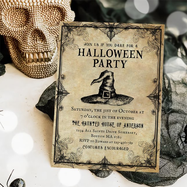 Gothic Witch Adult Halloween Party Vintage  Invitation (Creator Uploaded)