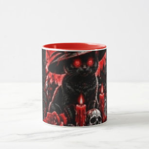 Gothic Witch Black Cat Halloween Skull Candle Desi Mug