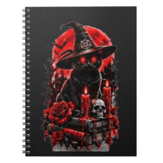 Gothic Witch Black Cat Halloween Skull Candle Desi Notebook