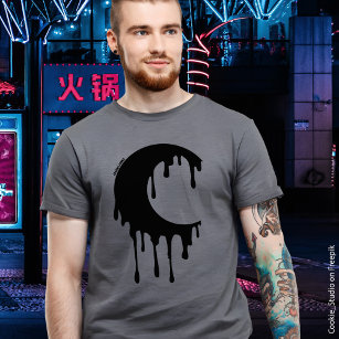 Gothic Witch Black Dripping Moon Silhouette T-Shirt